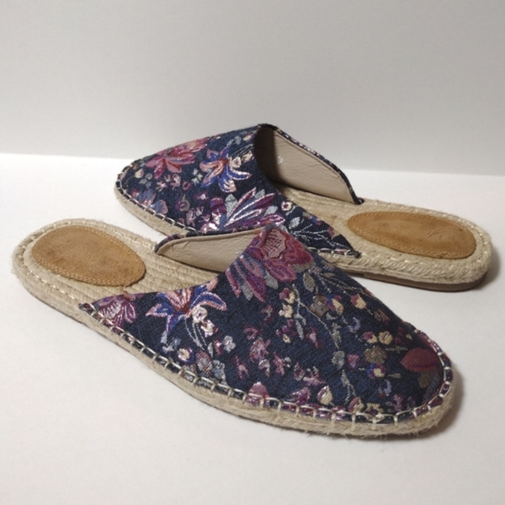 Vintage Havana Karli Espadrille Mule Size 10 Blue Floral